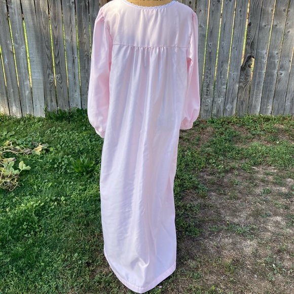 Vintage Barbizon Pink Brushed Satin Floral Lace Pullover Nightgown Women’s XL - Picture 2 of 10